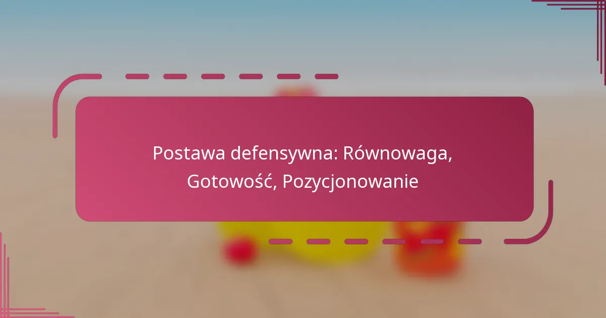 Postawa defensywna: Równowaga, Gotowość, Pozycjonowanie