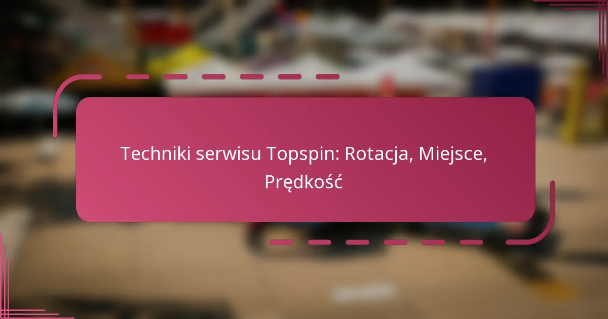 Techniki serwisu Topspin: Rotacja, Miejsce, Prędkość