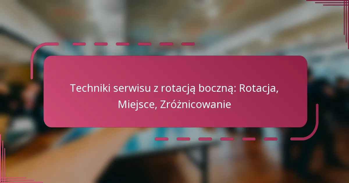 Techniki serwisu z rotacją boczną: Rotacja, Miejsce, Zróżnicowanie