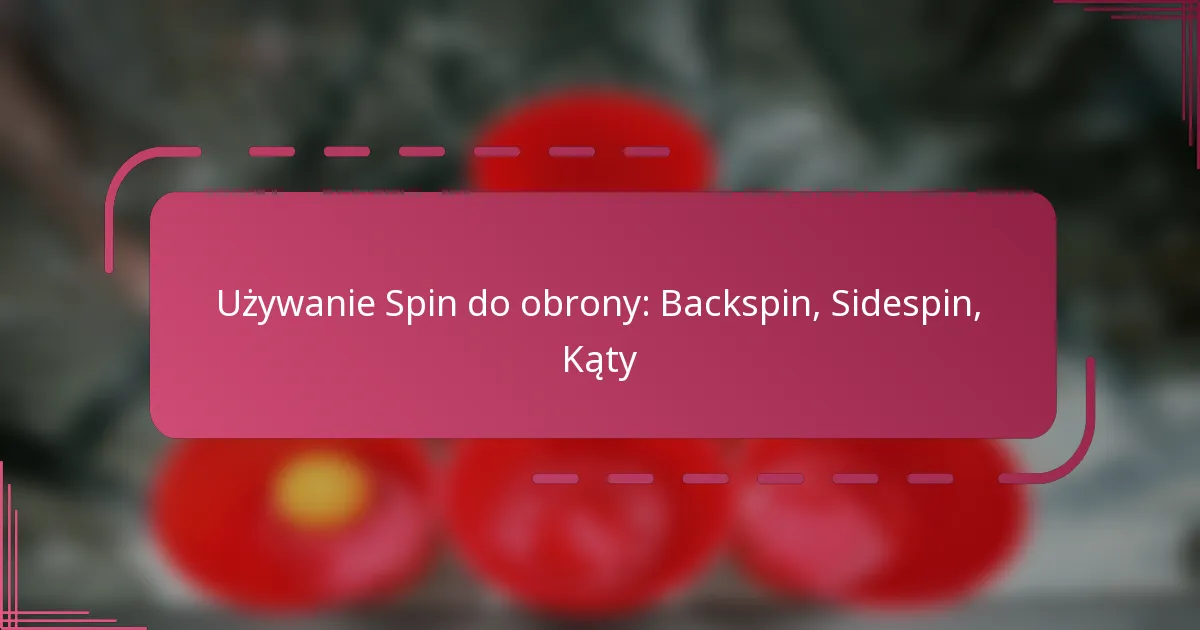 Używanie Spin do obrony: Backspin, Sidespin, Kąty