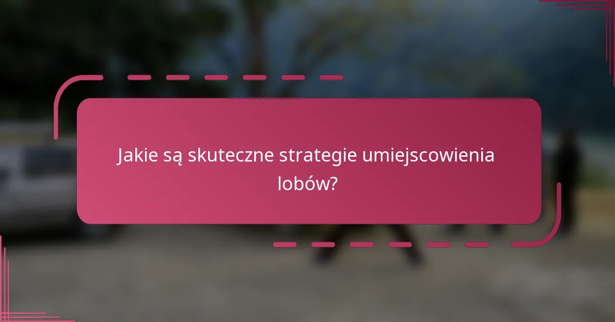 Jakie są skuteczne strategie umiejscowienia lobów?
