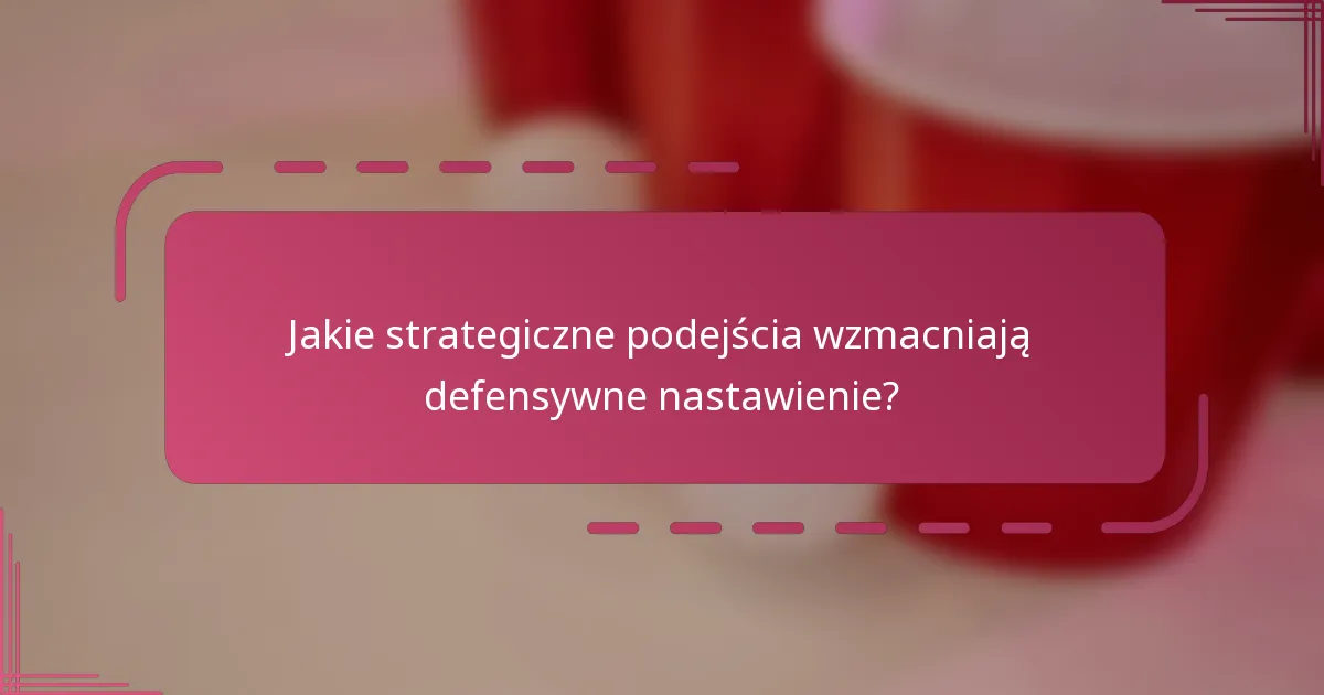 Jakie strategiczne podejścia wzmacniają defensywne nastawienie?